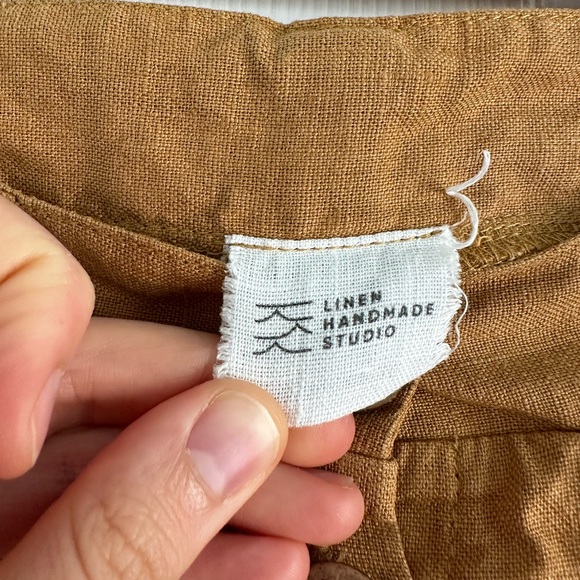 Linen Handmade Studio (Lithuania) Briny Button Front Skirt, Size 6 in Mustard - Picture 8 of 10